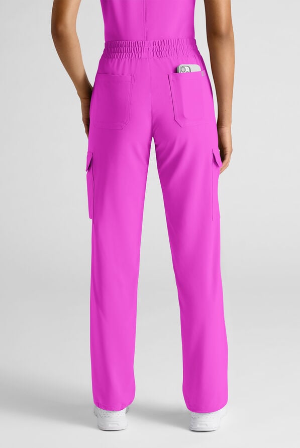 Easy STRETCH Ayo Women's 10-Pocket Cargo Scrub Pants - Electric Fuchsia - 2