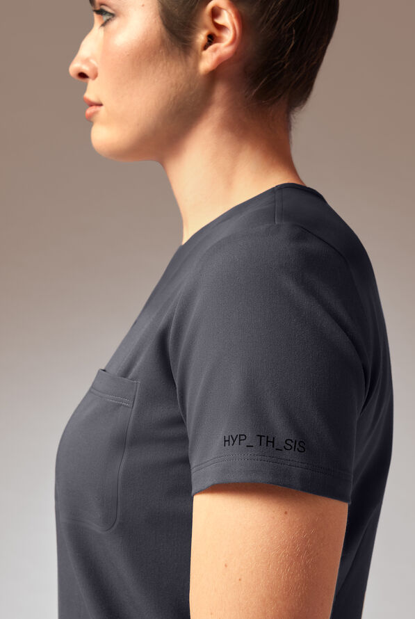 Hypothesis Meta-Base Women’s Single Pocket V-Neck Tuck In/Wear Out Scrub Top - Pewter - 5