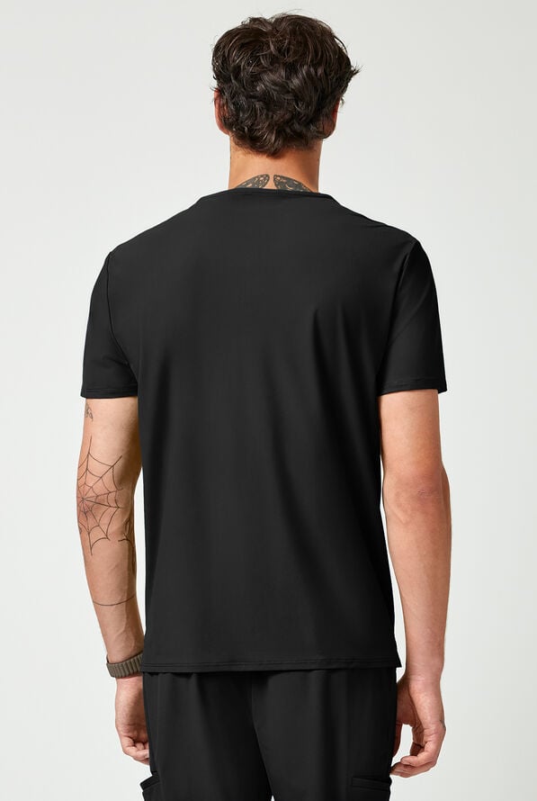 Infinity Pursuit Men's 3-Pocket STRETCH V-Neck Scrub Top - Black - 4