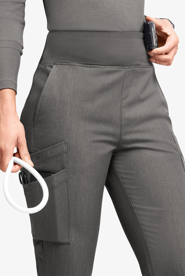 Movement by Butter-Soft Carina Women’s 7-Pocket Skinny Yoga Inspired  Scrub Pant - Petite - Graphite Heather - 2