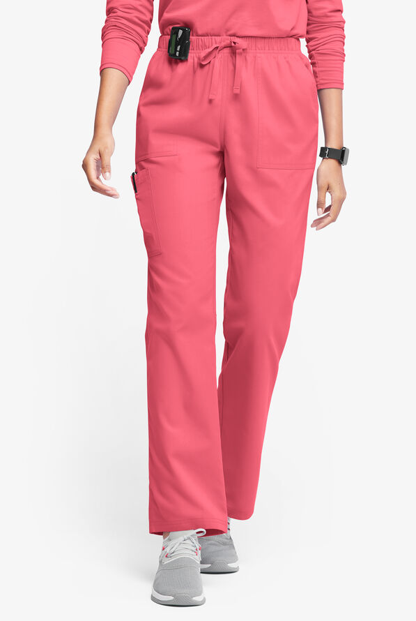 Butter-Soft Originals Women's 7-Pocket Mid Rise Straight Leg Cargo Scrub Pants - Rouge Rose - 1