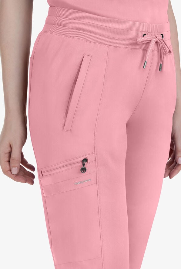 Healing Hands Purple Label Toby Women's 7-Pocket STRETCH Jogger Drawstring Scrub Pant - Pink Popsicle - 2
