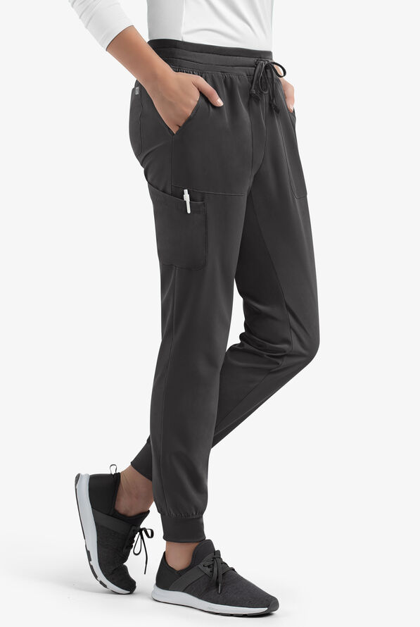 Maevn Matrix UA Exclusive Women's 5-Pocket STRETCH Jogger Scrub Pants - Petite - Pewter - 3