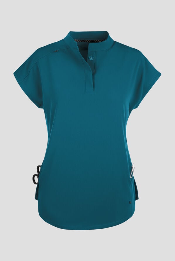 koi Next Gen Superhuman Women's 2-Pocket STRETCH Dolman Sleeve Scrub Top - Caribbean Blue - 1