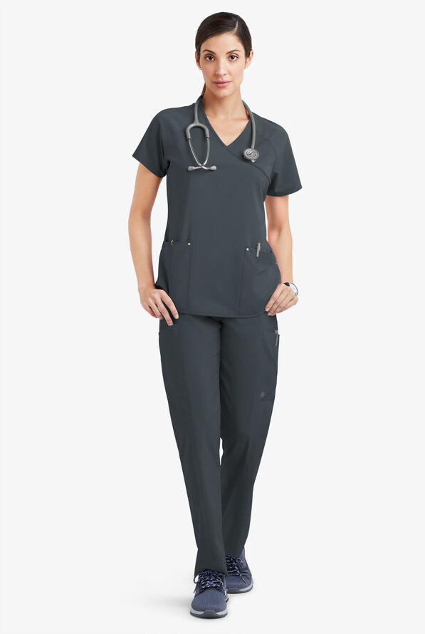 Blusa médica Easy STRETCH Cara con mangas raglán - Pewter - 2