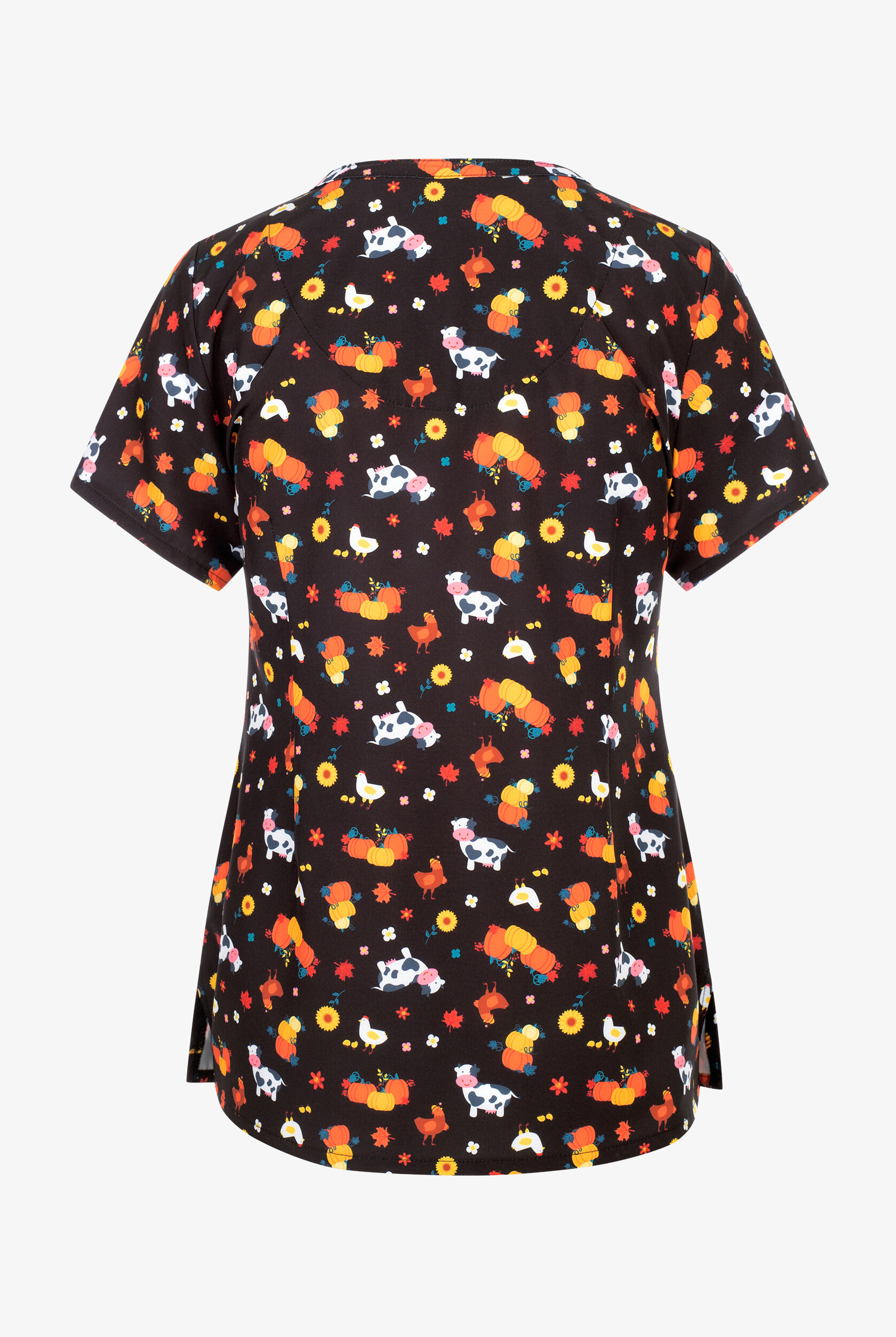 Maevn Fall Vibes Women's 3-Pocket STRETCH V-Neck Print Scrub