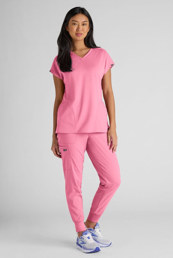 Blusa m&eacute;dica Grey's Anatomy by Barco Emerge Brylyn STRETCH con mangas dolm&aacute;n y 2 bolsillos para mujer - Glow Pink - 7