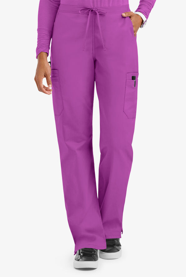 Butter-Soft STRETCH Women's 9-Pocket Drawstring with Back Elastic Scrub Pants - Tall - Deep Lavender - 1