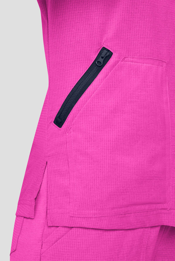 Blusa m&eacute;dica koi Solis Sari STRETCH con cuello en V y 4 bolsillos para mujer - Hibiscus - 3