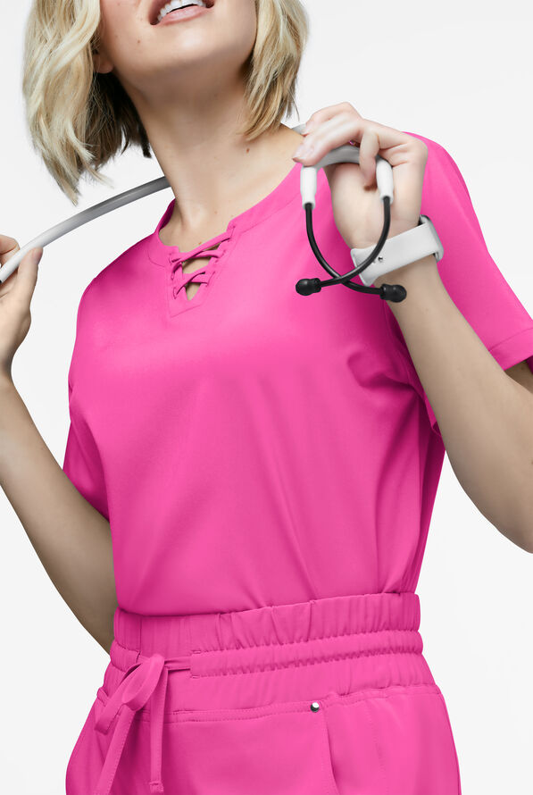 Blusa médica Easy STRETCH Gigi Lace para mujer - Glam Pink - 2