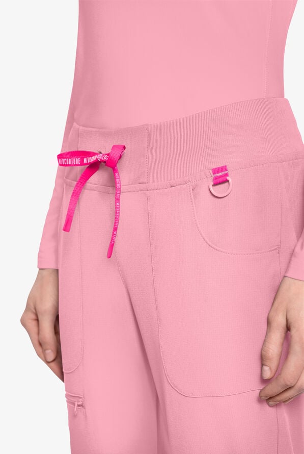 Med Couture Amp Women's 6-Pocket STRETCH Jogger Scrub Pant - Petite - Pixel Pink - 3