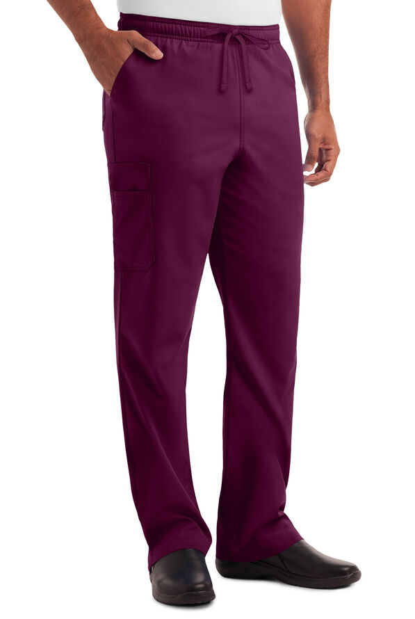 Strictly Scrubs Men's 6-Pocket Cargo Scrub Pants - Wine - 1