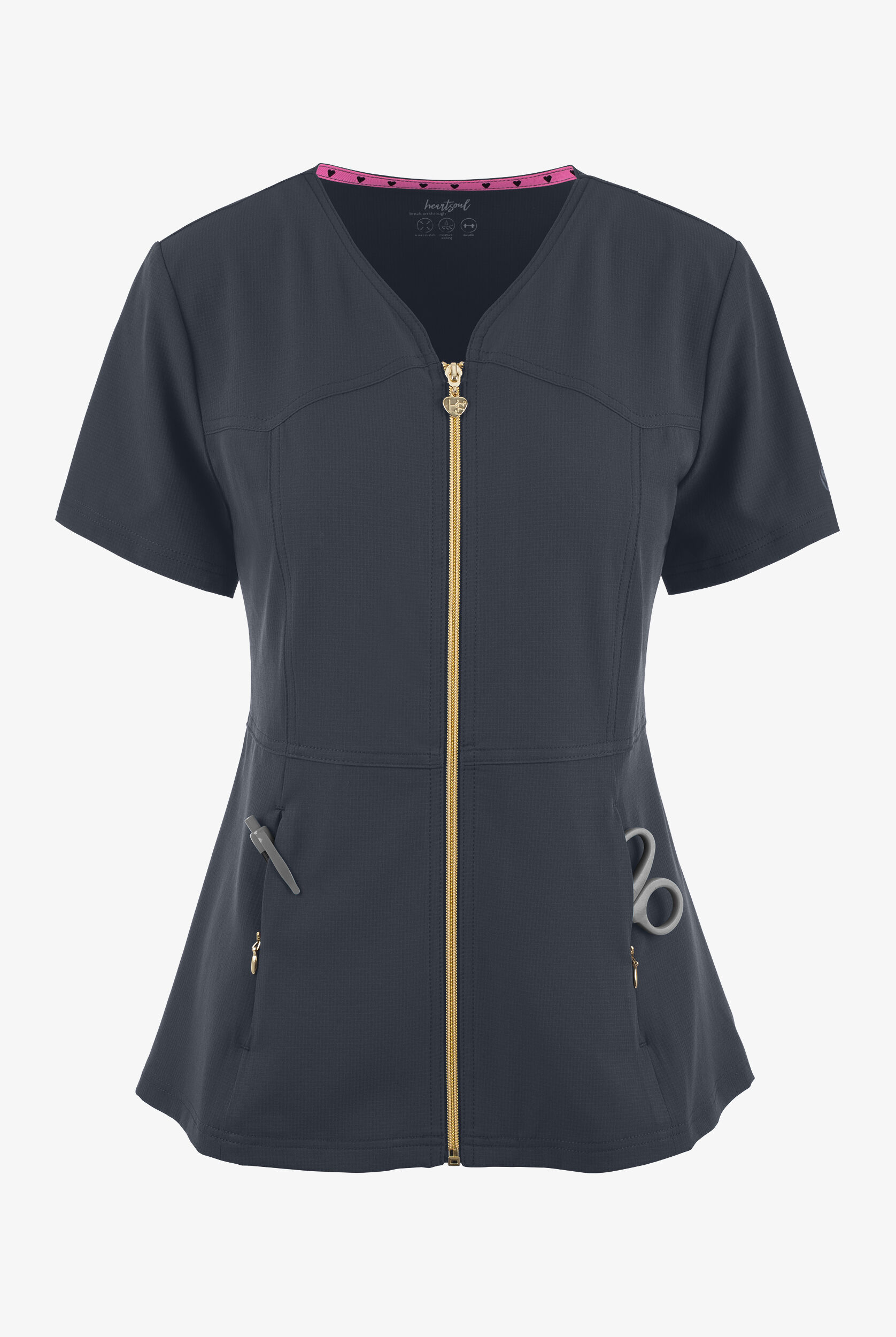 Zip Front Scrub Top, Heartsoul Scrubs