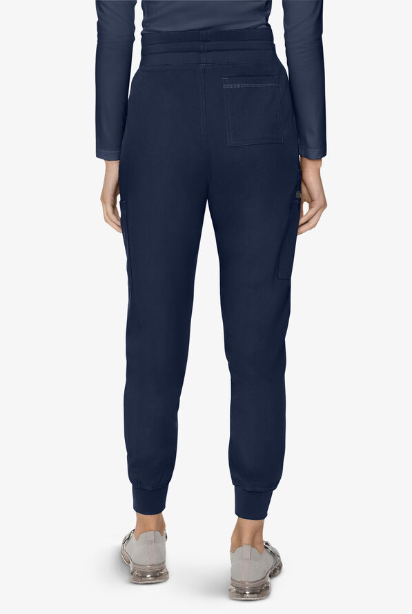 Med Couture Touch Women's 6-Pocket STRETCH High Waisted Double Cargo Jogger Scrub Pants - Navy - 4