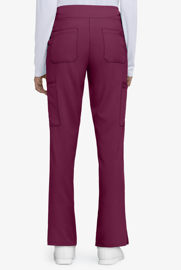 Dickies EDS Essentials Women's 7-Pocket STRETCH Elastic Waistband Cargo Scrub Pants - Petite - Wine - 2