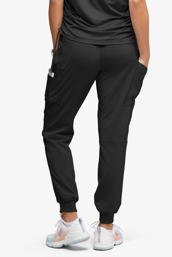 Easy STRETCH Chrissy Women's Maternity 4-Pocket Tapered Leg Jogger Scrub Pants - Onyx Black - 4