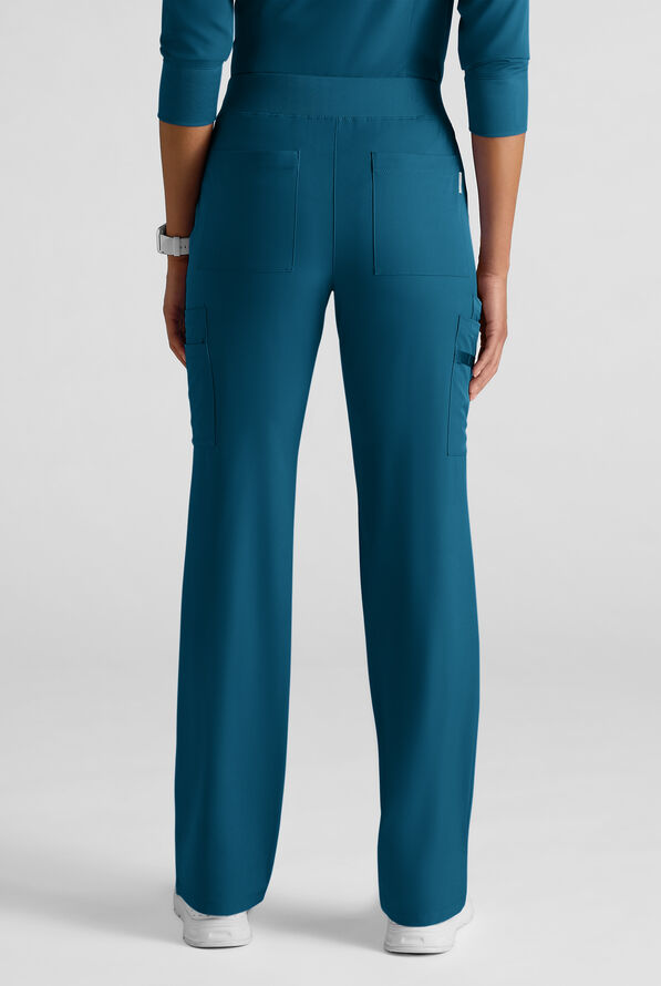 WhisperLite YARA Women's 10-Pocket STRETCH Cargo Straight Leg Scrub Pants - Caribbean Blue - 2