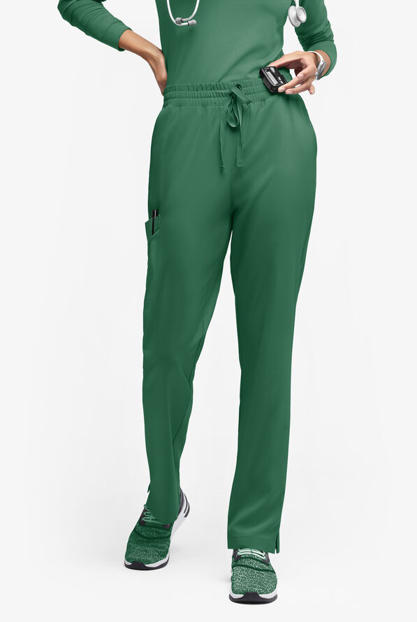 Easy STRETCH Naya Women’s Natural Waist 6-Pocket Straight Leg Scrub Pants - Petite - Hunter - 1