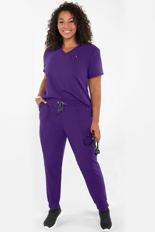 koi Next Gen Ready to Work Women's 1-Pocket STRETCH V-Neck Scrub Top - Grape - 4