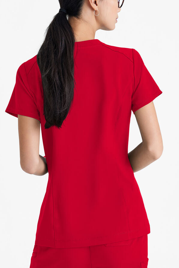 Grey's Anatomy by Barco Evolve STRETCH Sway Women's 1-Pocket Tuck In V-Neck Scrub Top - Red - 4