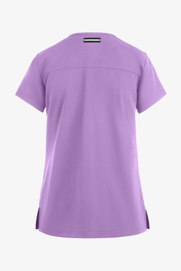 koi Next Gen Hustle and Heart Women's 3-Pocket STRETCH V-Neck Scrub Top - Wisteria - 2