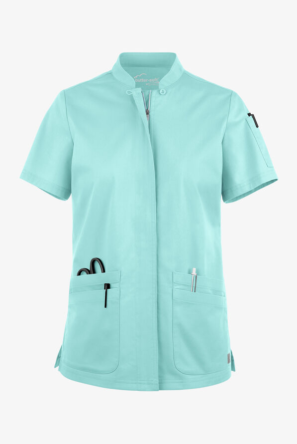 Blusa m&eacute;dica UA Butter-Soft STRETCH con cremallera y 6 bolsillos para mujer - Aqua Moon - 1