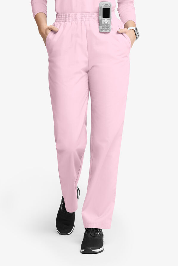 Butter-Soft Originals Women's 2-Pocket High Waisted Straight Leg Scrub Pants - Petite - Rose Quartz - 1