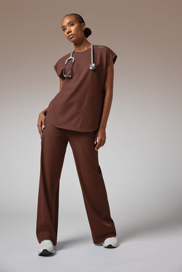 Blusa m&eacute;dica Hypothesis DM Crew de corte holgado con mangas dolm&aacute;n y 2 bolsillos para mujer - Bitter Chocolate - 5