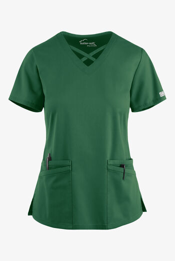 Blusa m&eacute;dica UA Butter-Soft STRETCH con lazos entrecruzados y 4 bolsillos para mujer