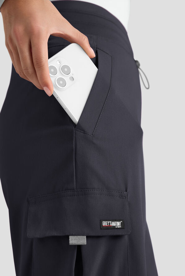 Grey's Anatomy by Barco Emerge Teagan Women's 6-Pocket STRETCH High-Rise Wide Leg Scrub Pants - Steel Gray - 4