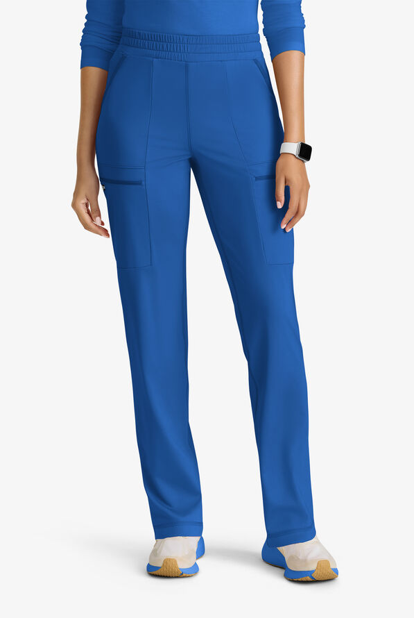 Grey's Anatomy by Barco Knit STRETCH Momentum Women's 6-Pocket Cargo Scrub Pants - Royal - 1