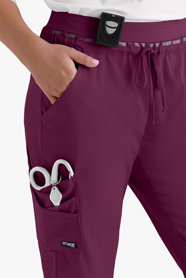 Grey's Anatomy by Barco Spandex STRETCH Serena Women's 7-Pocket Cargo Scrub Pants - Wine - 2