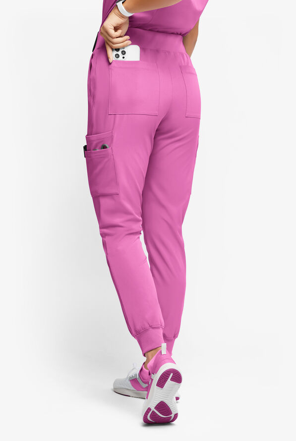 Pantalón médico WhisperLite YARA estilo cargo jogger con 10 bolsillos para mujer - Magnesium Pink - 3
