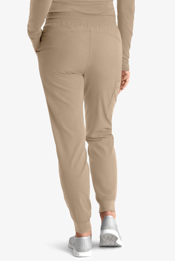 Skechers by Barco Theory Women's 4-Pocket STRETCH Cargo Jogger Scrub Pants - Khaki - 4