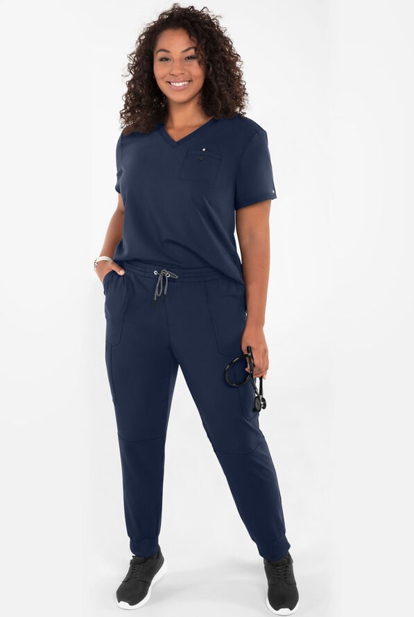 koi Next Gen Ready to Work Women's 1-Pocket STRETCH V-Neck Scrub Top - Navy - 4