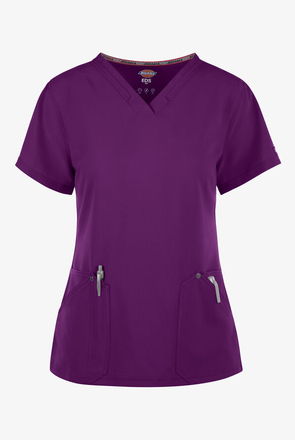 Dickies EDS NXT Women's 4-pocket V-Neck Scrub Top - Eggplant - 1