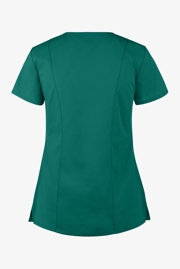 Blusa m&eacute;dica Dickies EDS Signature de corte contempor&aacute;neo con cuello en V y 6 bolsillos para mujer - Hunter - 2