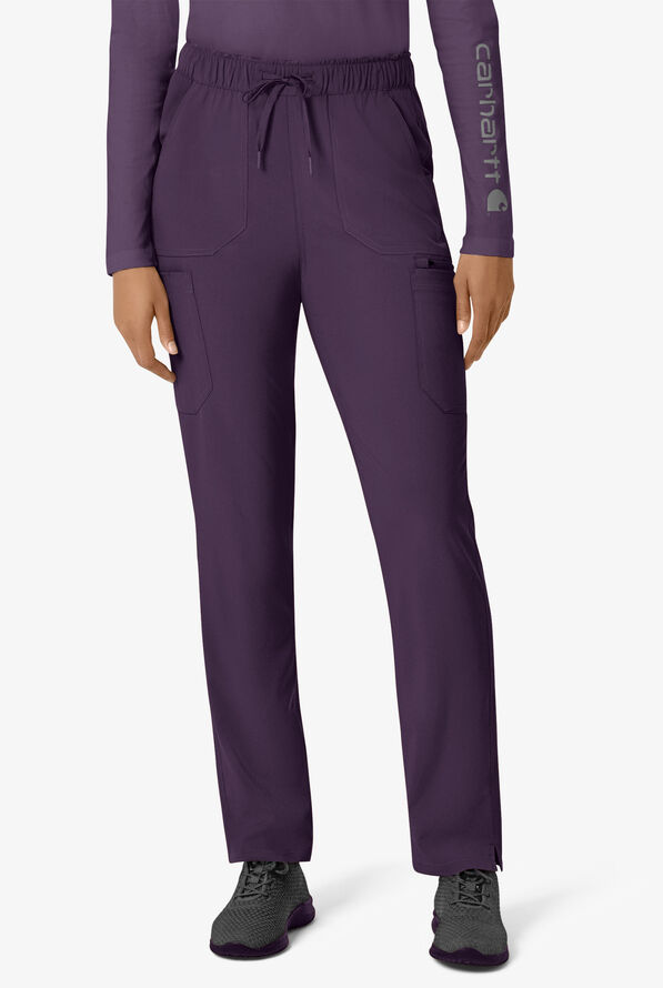 Carhartt Cross-Flex Force Women's 6-Pocket STRETCH Convertible Drawstring Cargo Scrub Pants - Black Plum - 1