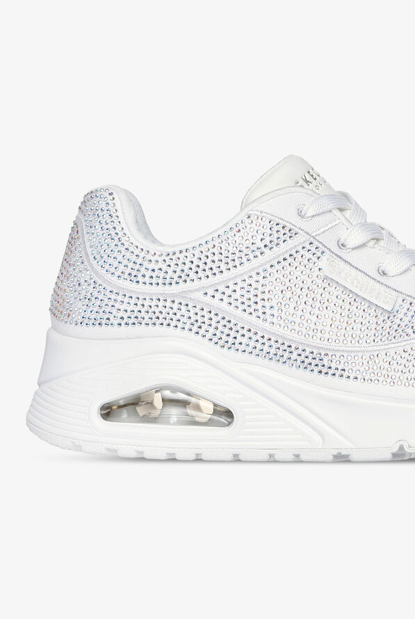 Skechers Street UNO - DISCO RAVE White Rhinestone Covered Athletic Lace Up Nursing Shoes - null - 4