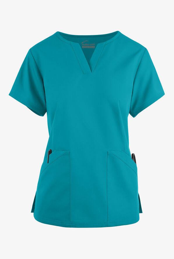 ButterSoft Originals Women's 4Pocket Notch Neck Scrub Top, Fashion Scrubs