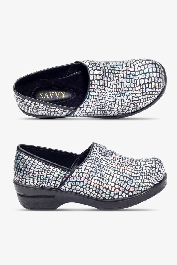 Savvy Women's Brandy Shimmer and Black Nursing Clogs - null - 1