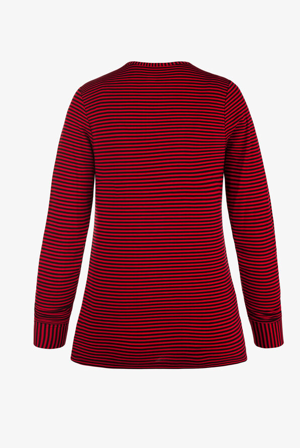 WonderWink Black/Red Women's STRETCH Long Sleeve Striped Knit Underscrub - null - 2