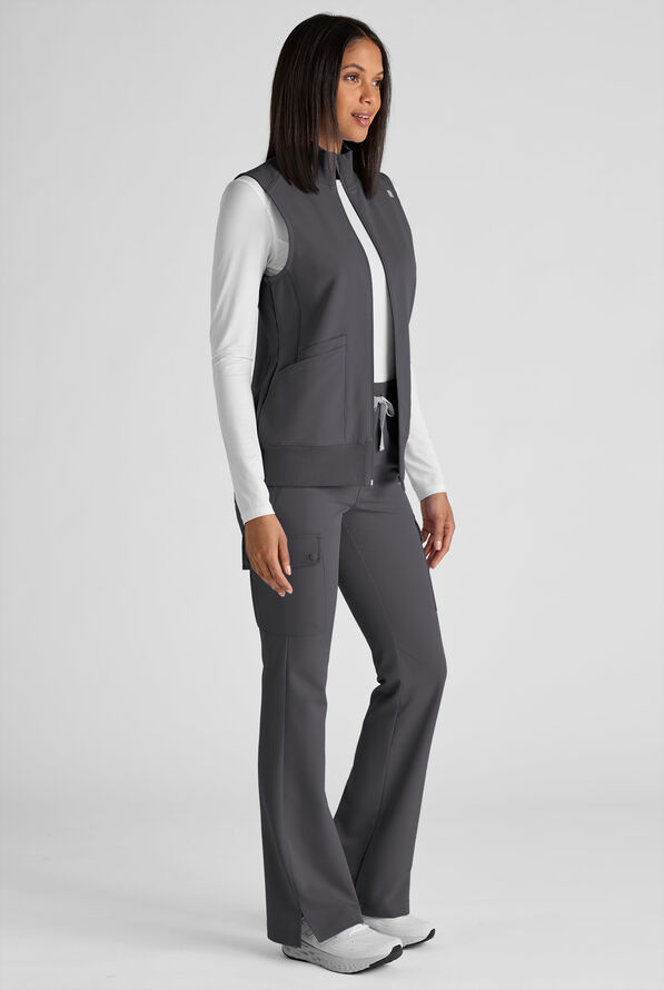 ReSurge Avon Women's 7-Pocket Flare Leg Cargo Scrub Pant - Petite - Pewter - 8