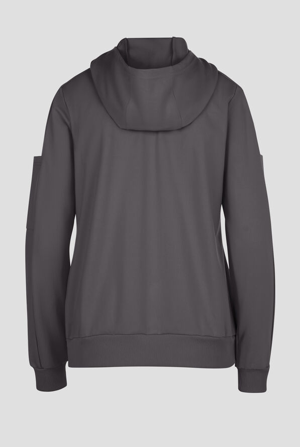 Wink Renew Knit Women's 4-Pocket STRETCH Front Zip Scrub Hoodie Jacket - Pewter - 4