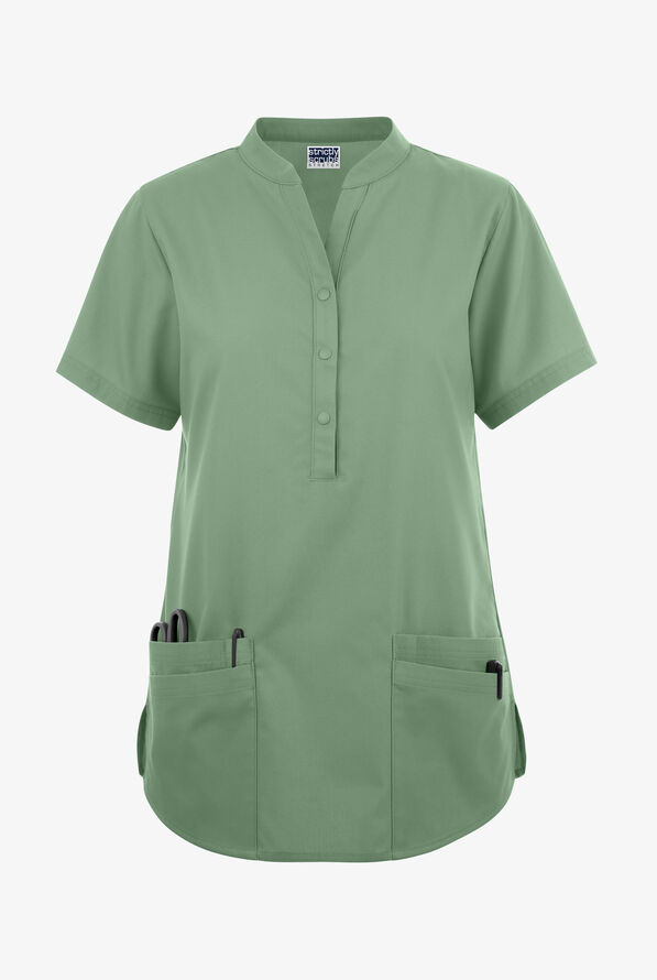 Strictly Scrubs Women's 6-Pocket Mandarin Collar Scrub Top - Seaspray - 1