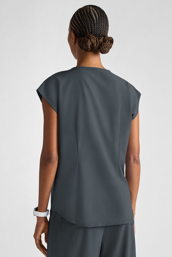 Easy STRETCH Women's Dolman Sleeve Crew Neck Scrub Top - Pewter - 5