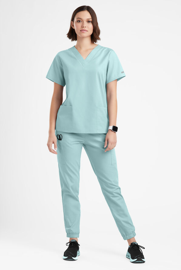Butter-Soft Originals Women's 2-Pocket V-Neck Scrub Top - Salt Blue - 2