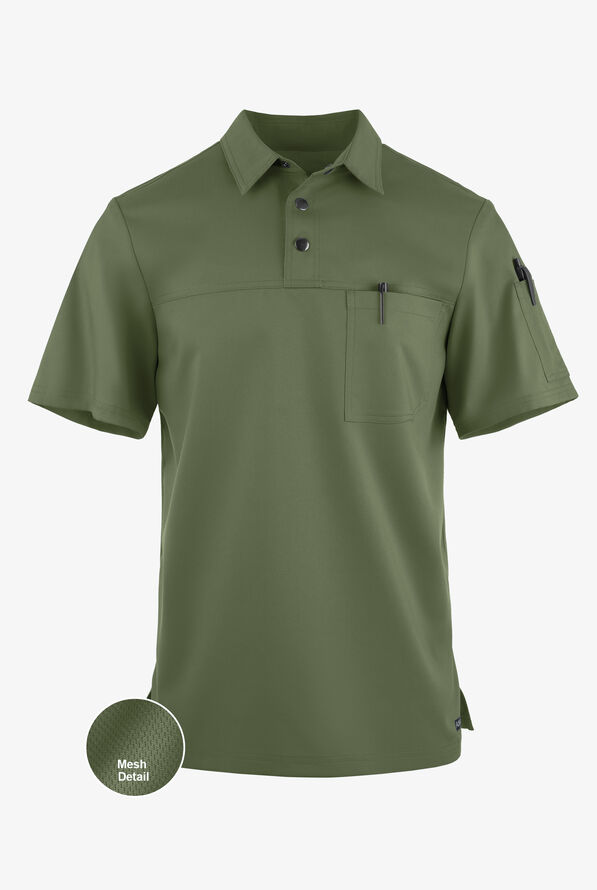 Advantage STRETCH Men's 3-Pocket Short Sleeve Polo with Back Air-Mesh Panels - Light Olive - 1