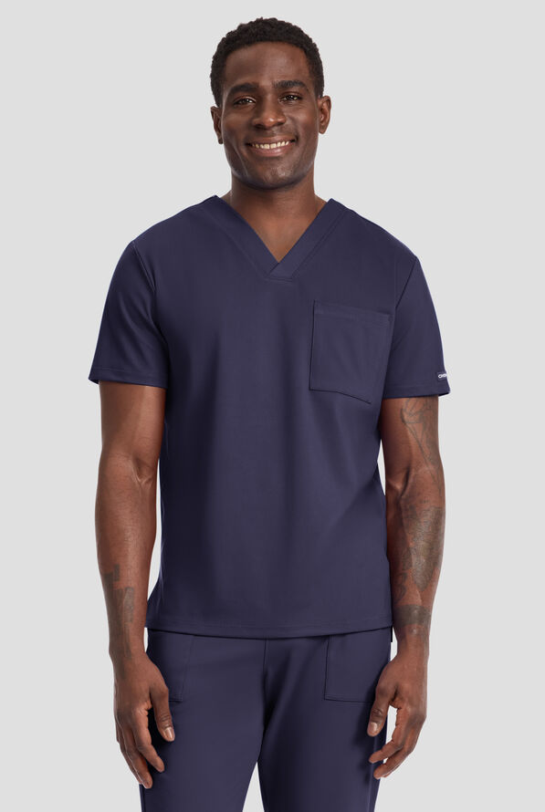 Camisa m&eacute;dica Cherokee Achieve STRETCH con cuello en V y 1 bolsillo para hombre - Navy - 2