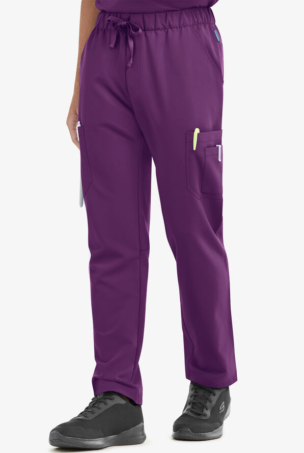 MOVEMENT by Butter-Soft Hadar Men's 9-Pocket Cargo STRETCH Scrub Pants - Eggplant - 1